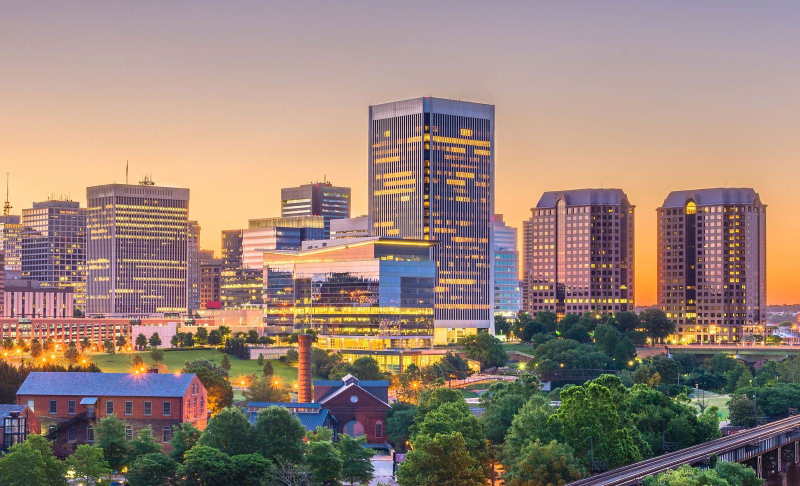 Downtown Richmond skyline at dusk